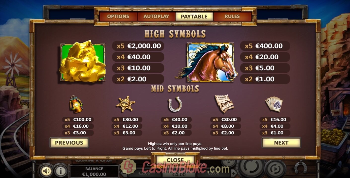 BetSoft Gold Canyon Screenshot