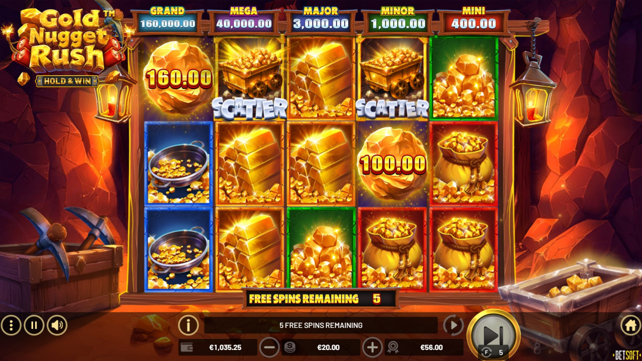 BetSoft Gold Nugget Rush Screenshot