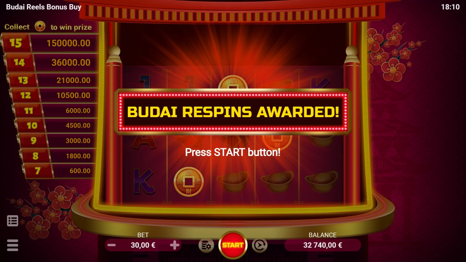EVO Budai Reels Bonus Buy Screenshot